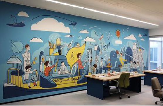 吴堡办公室墙绘的特点。